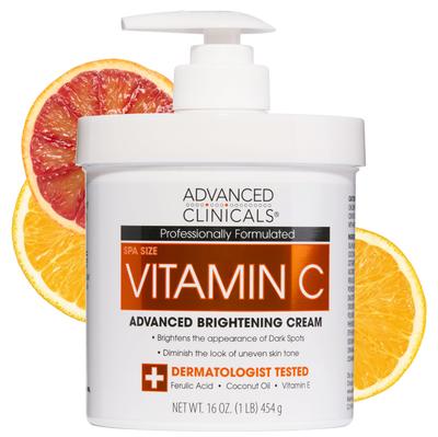 Крем с витамином С Advanced Clinicals. Передовой осветляющий крем. Большой 16 унций.