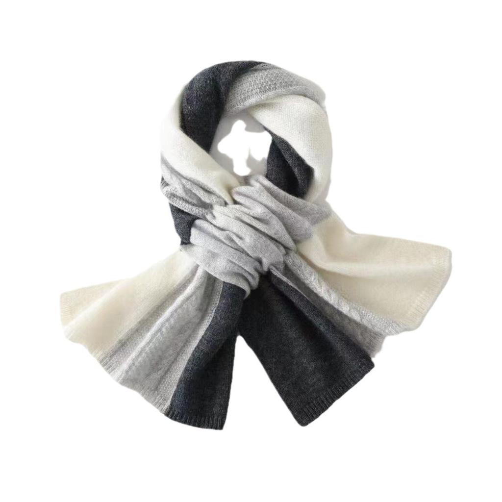 Autumn and Winter New Cashmere Scarf Women's Short Style Warm Neck Protection Color Blocked Knitted Fashion Perforated Multi Color Small Neck