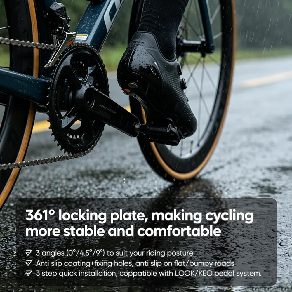 361 Degrees Bike Cleats for LOOK KEO Road Bicycle Pedal Plate Wear-resistant Anti Slip Gravel Racing Cycling Shoes Pedal Cleat 6