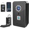 SFW New Smart Lock Boxes, Fingerprint Key Box Bluetooth Key Box With App Control & Passcode, Waterproof Wall Mounted & Door Hanging Security Lock Box