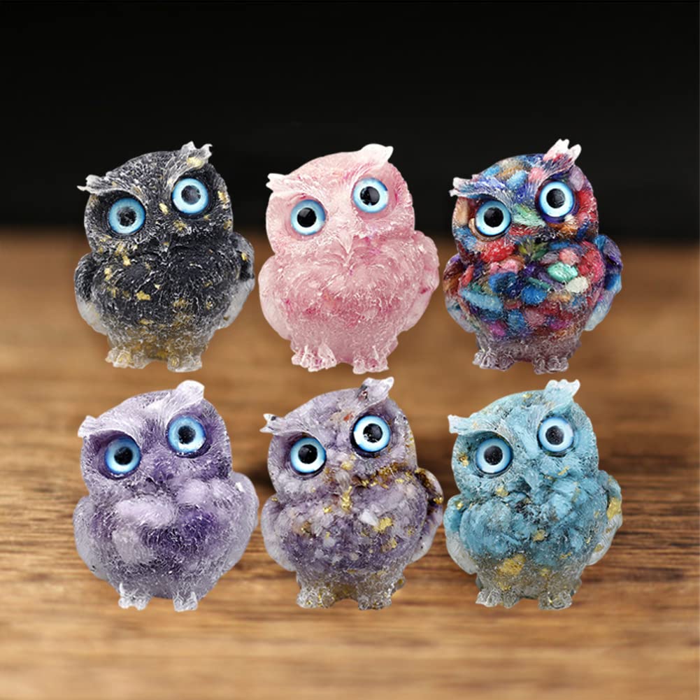Фигурка совы YUYAKESHI, талисман, милый мини-сова, вход, рябь, каменный чехол, ручная работа, сова из натурального камня, украшение для интерьера из смолы, аксессуары, стол