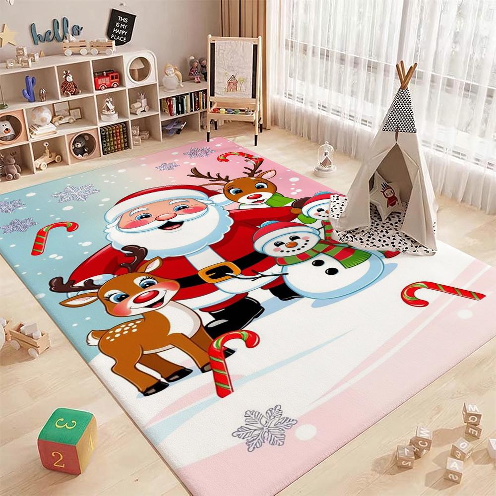Cozy Christmas Gingerbread Cottage Patterned Rug Allseason Carpet For Study Reading Area Home Decor New Year Gift