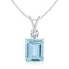 Arena Gems Jewellery Emerald Cut Blue Aquamarine 5.8 Ct Pendant, 925 Sterling Silver