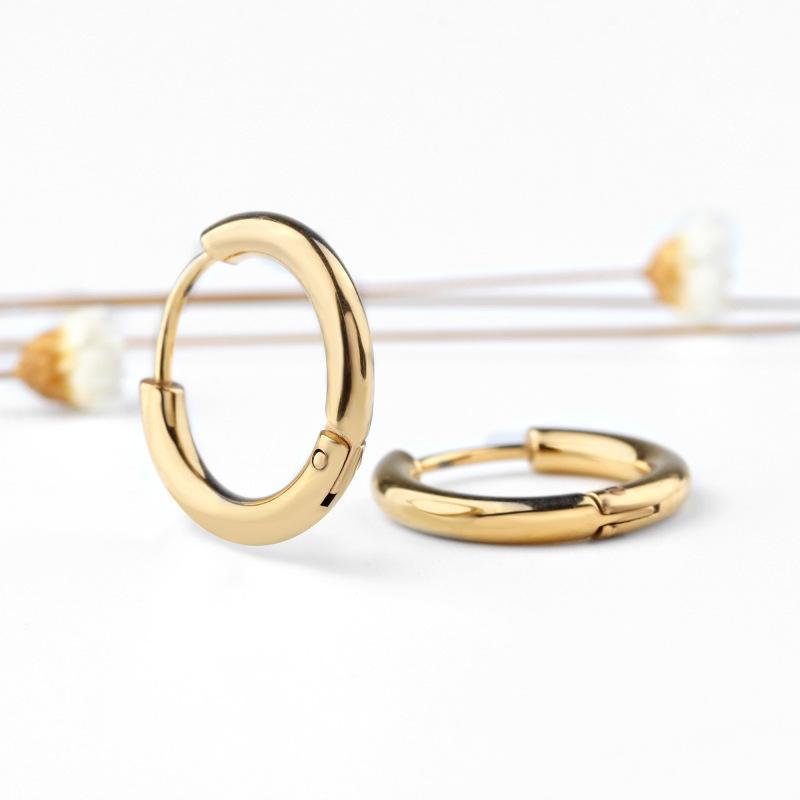 Модные серьги унисекс из титановой стали - корейский простой дизайн из нержавеющей стали, диаметр 2,5 см