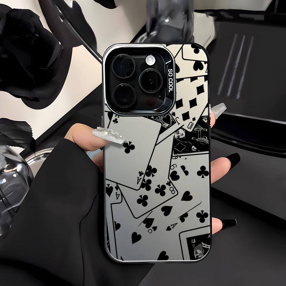 Черно-белый узор-коллаж с элементами покера чехол для телефона Для iPhone 11 12 13 14 15 16 17 XS XR X 12 13 Plus Pro Max SE серии