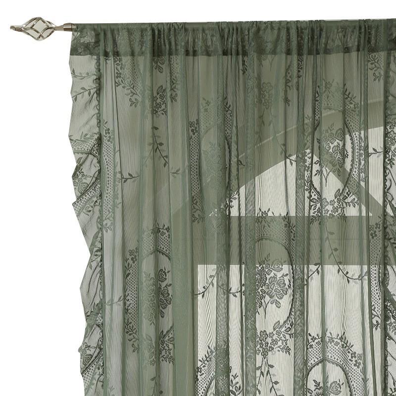 French Floral Lace Sheer Curtain Semi-Sheer Window Drapes Living Room Bedroom Balcony 1pc