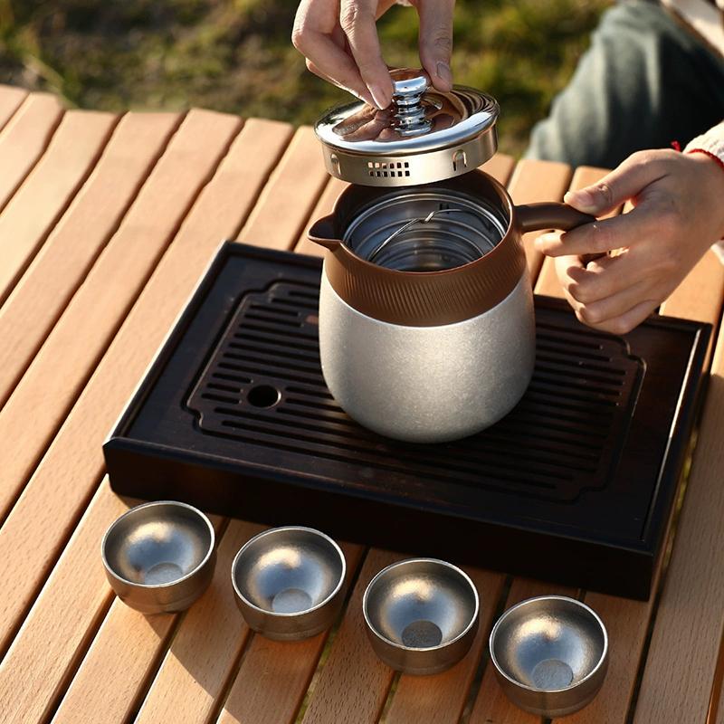 Новый высококачественный термопот с титановым покрытием, чайник с разделением чая и воды, большая кофейная машина с ручкой