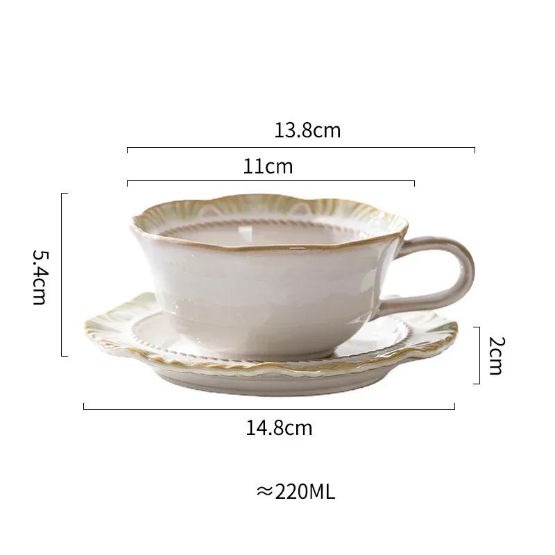 Легкие роскошные ретро керамические чашки для домашнего чаепития кофейная чашка креативный рельеф изысканный набор тарелок для кофейных чашек подарок на день рождения