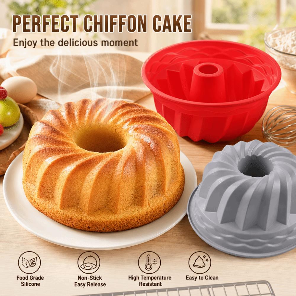 Silicone Fluted Tube Pans 3D Bread Baking Pans Round Baking Silicone Molds for Cake