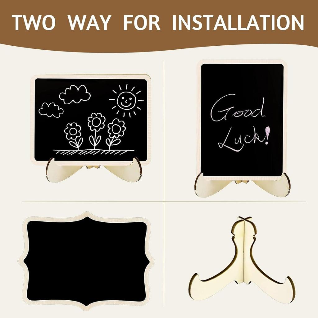 Chalkboard Signs,Small Chalkboard Labels with Easel Stand,Wooden Blackboard for Table Numbers,Wedding Signs,Place Cards and Event Decoration