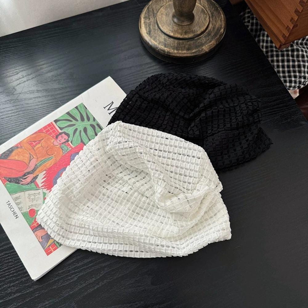 Клетчатая шапка-бини, хлопковая шапка с вырезом, креативная шапка-пуловер для отдыха на природе