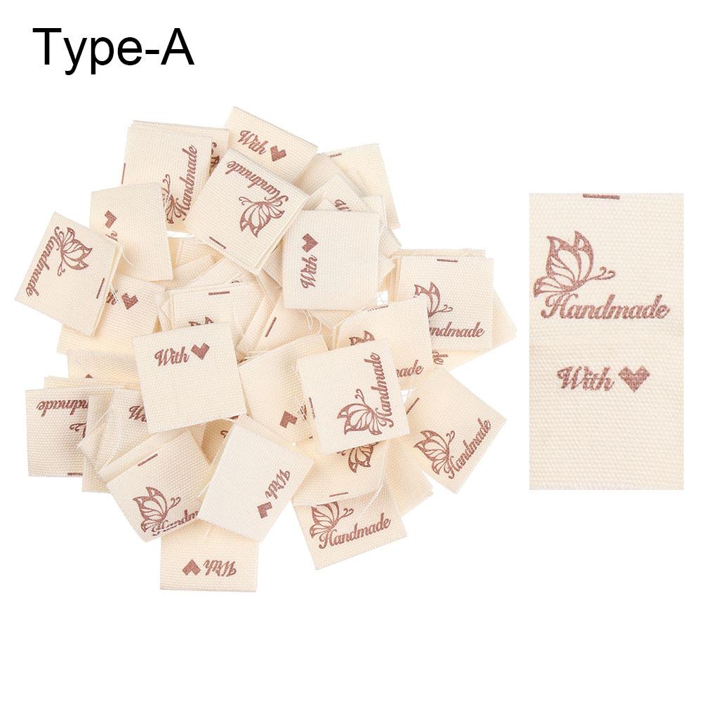 50Pcs/lot Handmade Cloth Garment Labels Scissors Heart Sheep Hand Made Label Tags For Diy Sewing Crafts Accessories