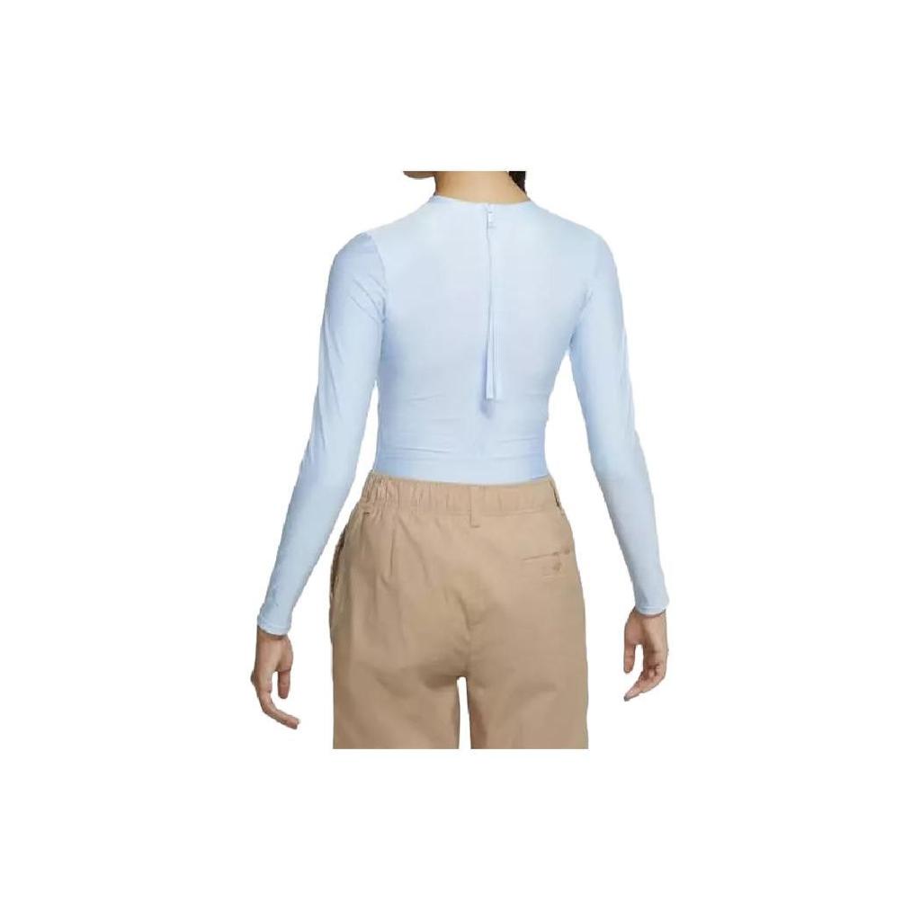 Nike Solid Color Breathable Slim Fit Sports Round Neck Bodysuit Women Bodysuit Blue DD7061-438