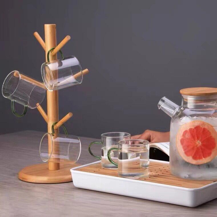 Набор в форме дерева, деревянный держатель для чашки чая, подставка для кружки, подвесная стойка для посуды, полка для напитков, 6 крючков