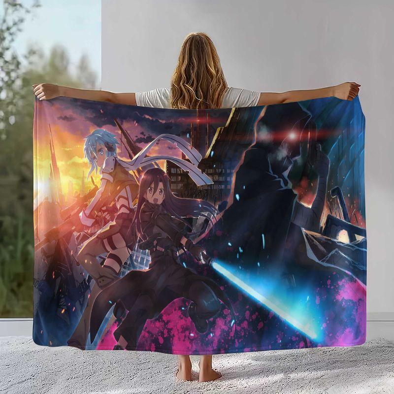 Мультяшное фланелевое одеяло Sword Art Online SAO, Ультрамягкое теплое плюшевое покрывало для дома, спальни, кровати, дивана, кемпинга, пикника, подарок