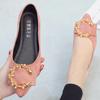 Новинка 2024 года, весенне-осенняя повседневная модная удобная нескользящая износостойкая простая металлическая декоративная женская обувь с острым носком