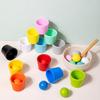 Colorful Wooden Early Education Balls & Cups Set: Enhance Hand-Eye Coordination & Parent-Child Interaction