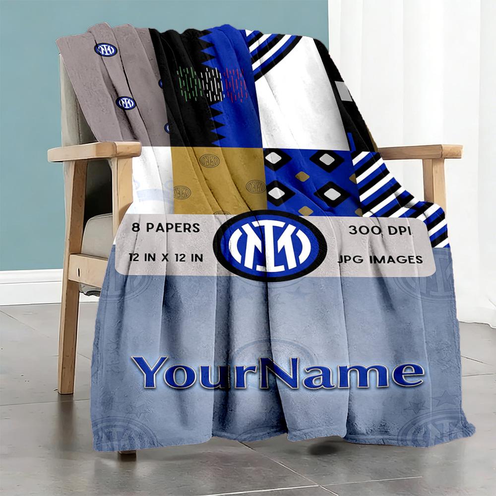 Inter Milan Customize Text Blanket Cozy Customizable Blanket Durable Comfort Throw For Office Seaside Nap Picnics Four Seasons Universal