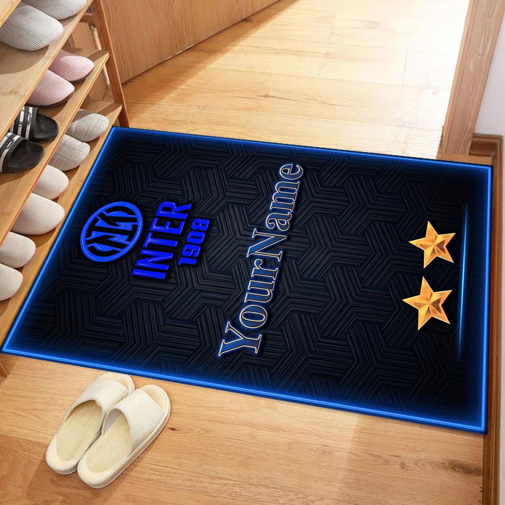 Inter Milan Personalized Name Area Rug Perfect for Entryway Foyer Outdoor Balcony Anti-slip Rug Anime Office Decor