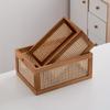 Style Rattan Wooden Storage Basket  Hand Woven Rectangular Shelves for Home Storage, Toy Grocery Boxes for Kitchen, Bathroom, Living Room, Bedroom,
