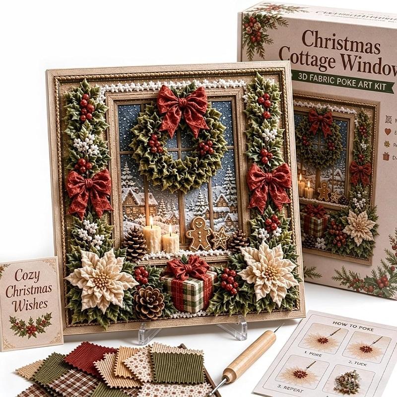 3D Christmas Fabric Poke Craft Art Kit DIY Fabric Poke Art Kit With Pre-Cut Squares Holiday Handmade Home Decor For Beginners