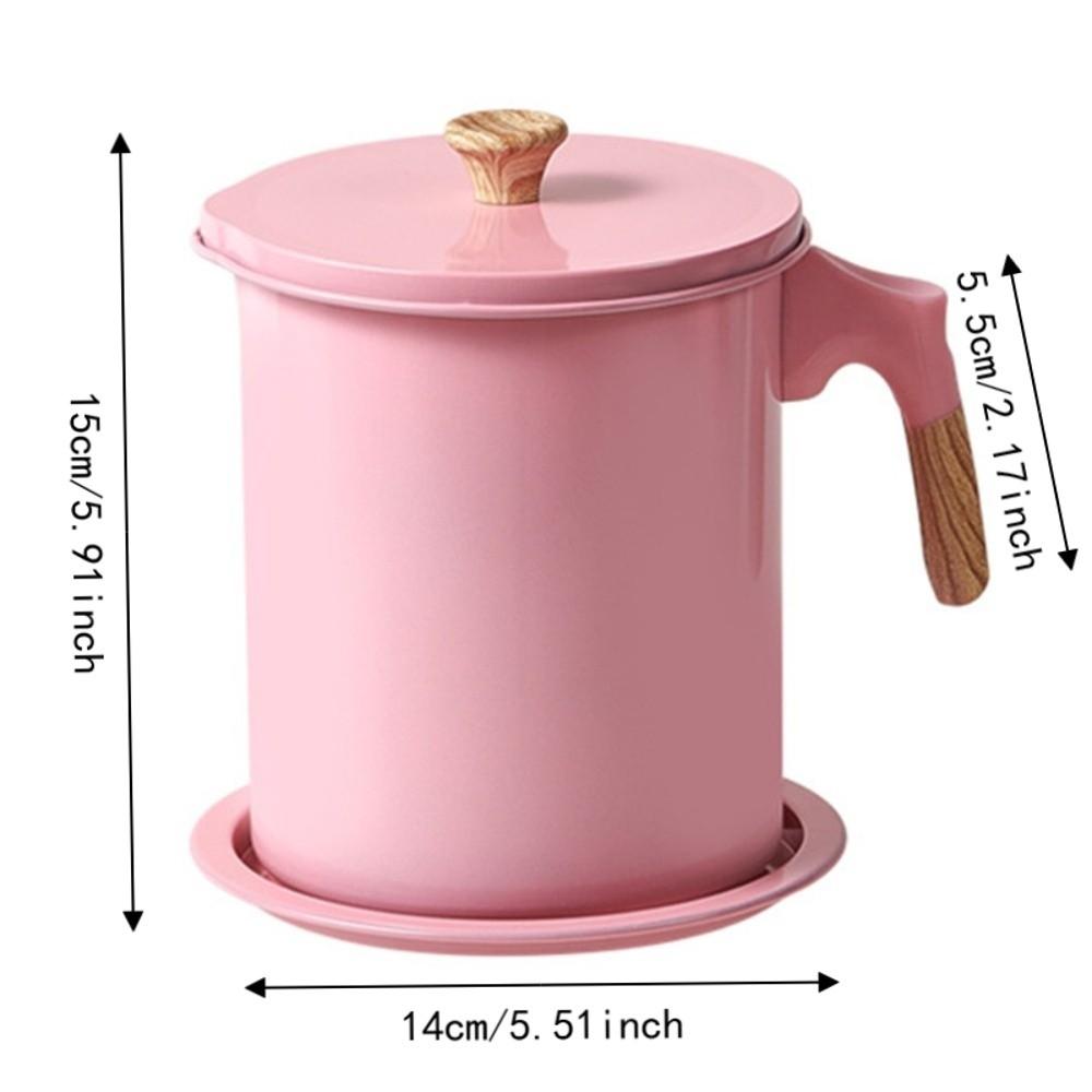 1.4L Oil Filter Container Iron Kitchen Oil Storage Tank Bacon Grease Keeper Home Canteen