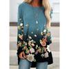 Gradient Floral 3d Print Long Sleeve T-shirt Women Fashion Flower T Shirt Crewneck Long Tunic Tops Women Tshirt Clothing Lady
