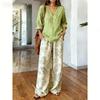 Spot Y1 bohemian V-neck top wide-leg pants two-piece women's clothing European and American fashion suit