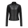 Женская мотоциклетная куртка из стираной кожи - Весна/Осень, Короткая, приталенная верхняя одежда