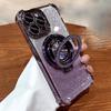 Luxury Plating Magnetic Holder Glitter Case for iPhone 17 Air 16 15 14 13 12 11 Pro Max Plus Wireless Charging Clear Cover