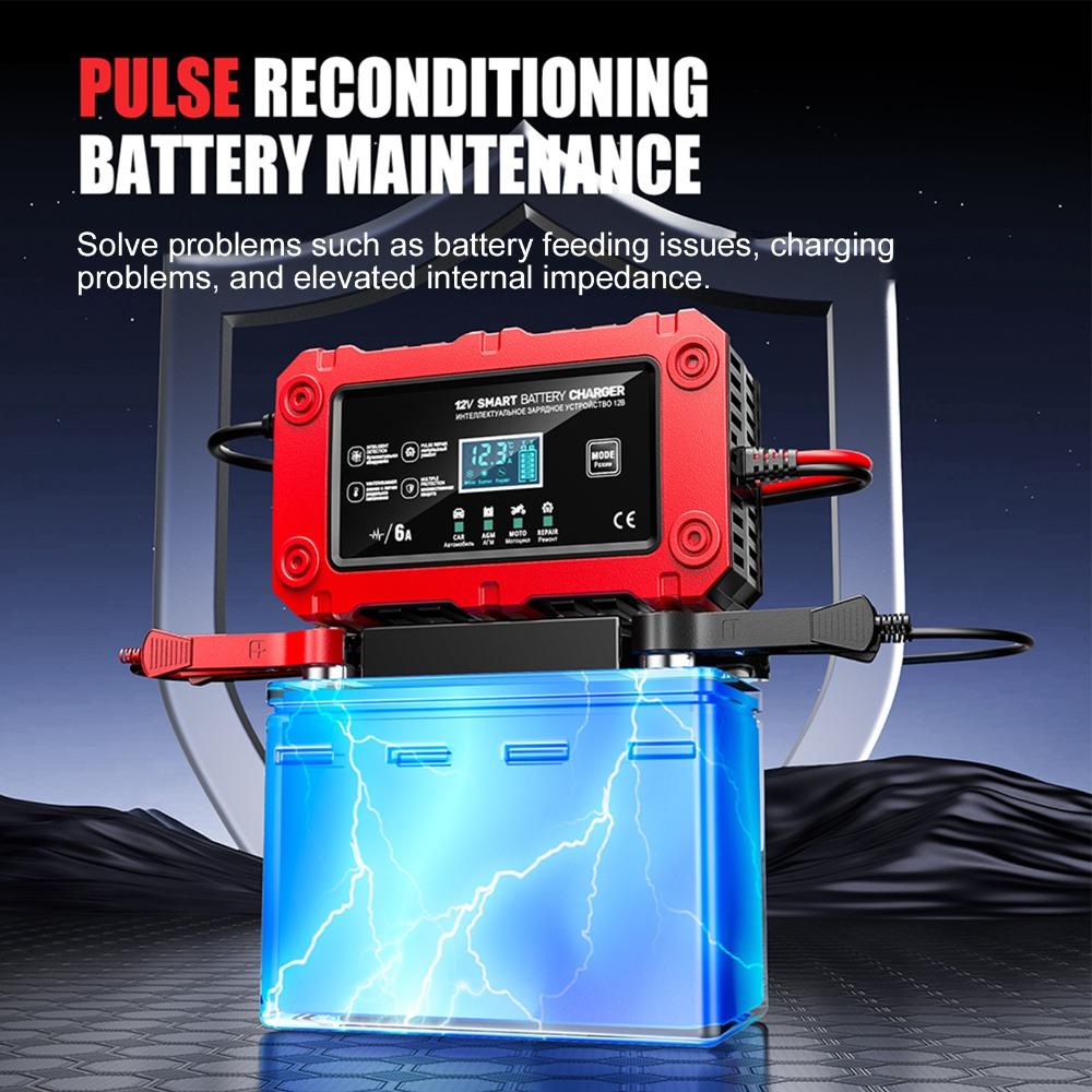 12V 6A Smart Battery Charger ABS Battery Maintainer New Car Battery Charger Battery Maintenance