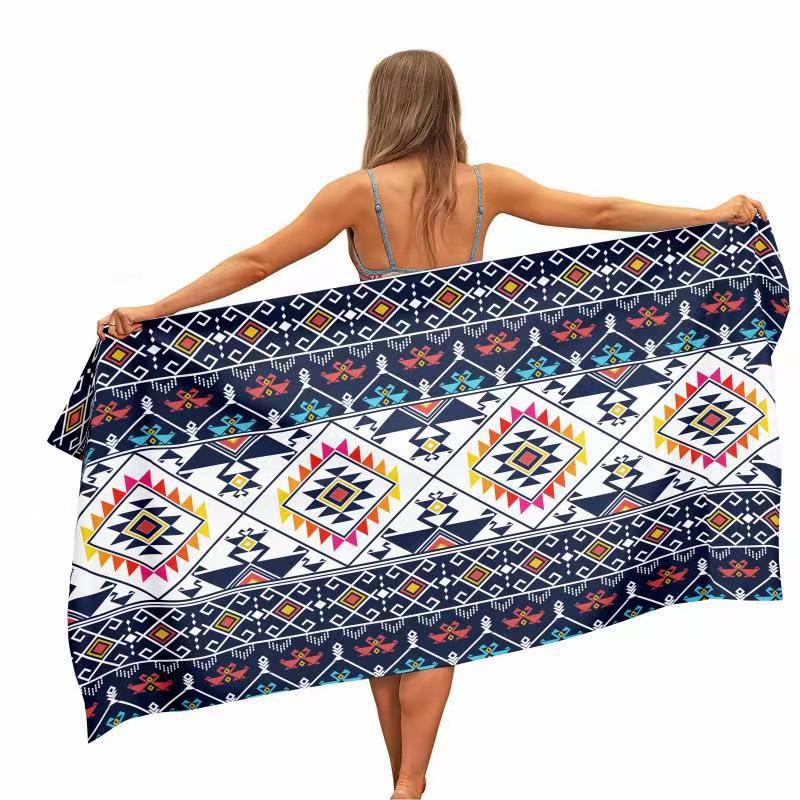 Beach Towel, Bath Towel, Microfiber Towel, Rectangular Beach Mat, Digital Printing Bath Towel, Shawl To Map