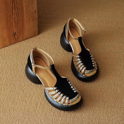 Женские летние сандалии 2024 года, роскошные элегантные туфли на платформе для женщин, удобные модные босоножки на танкетке для отдыха на открытом воздухе