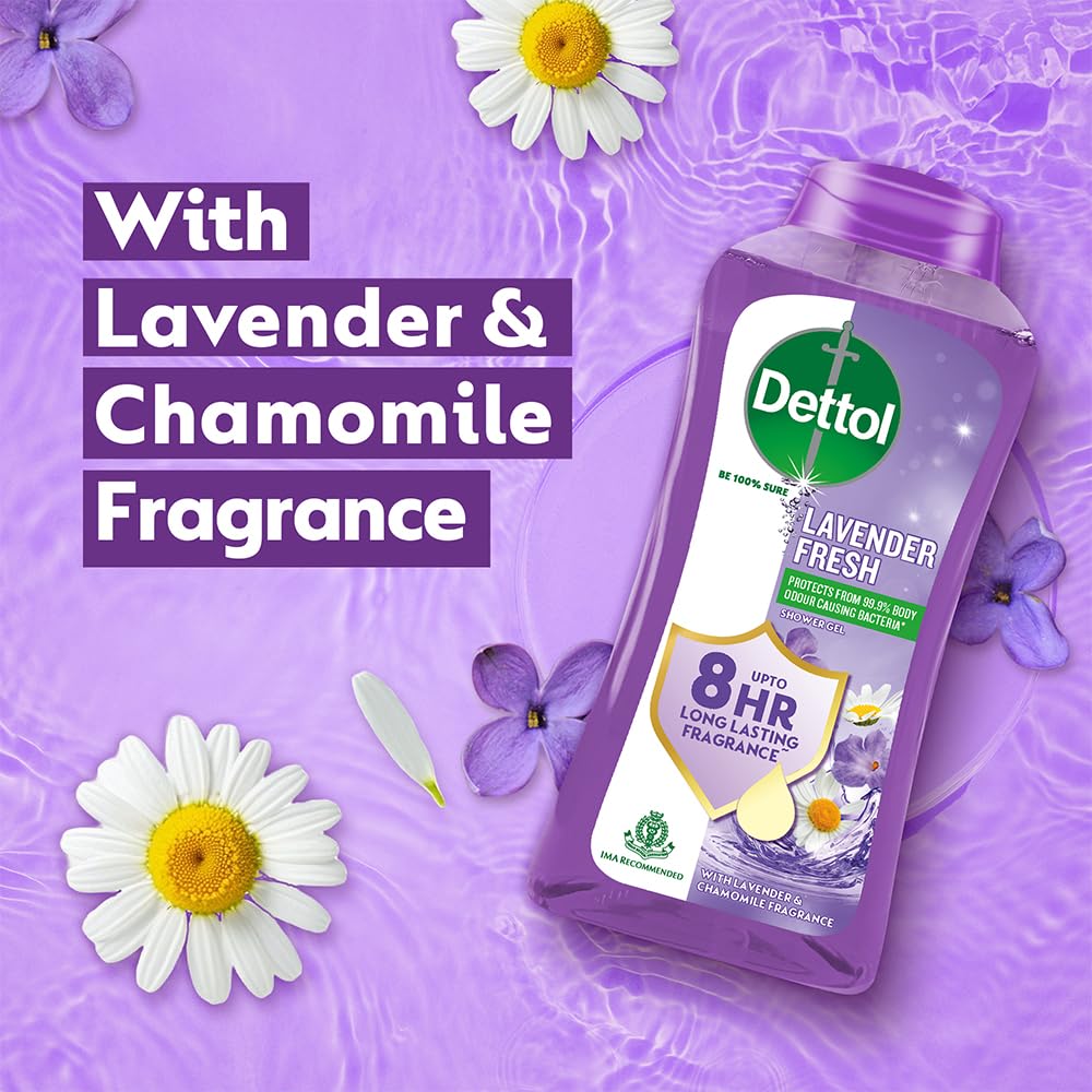 Dettol Гель для душа для женщин и мужчин, Лаванда Фреш - 250 мл | | 8-часовой стойкий аромат