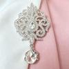 Chic Vintage Crystal Brooch Gold Silver Color Delicate Lapel Pin for Women Date Outfit Wedding Banquet Dress Matching