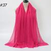 New Fashionable Women's Long Crinkled Cotton Linen Scarf with Tassel Edge - Solid Color Shawl