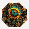Butterfly SunflowerThemed Automatic Opening and Closing Umbrella - 8 Ribs, Suitable for Leisure and Going Out, Outdoor Accessory, Gothic Sty