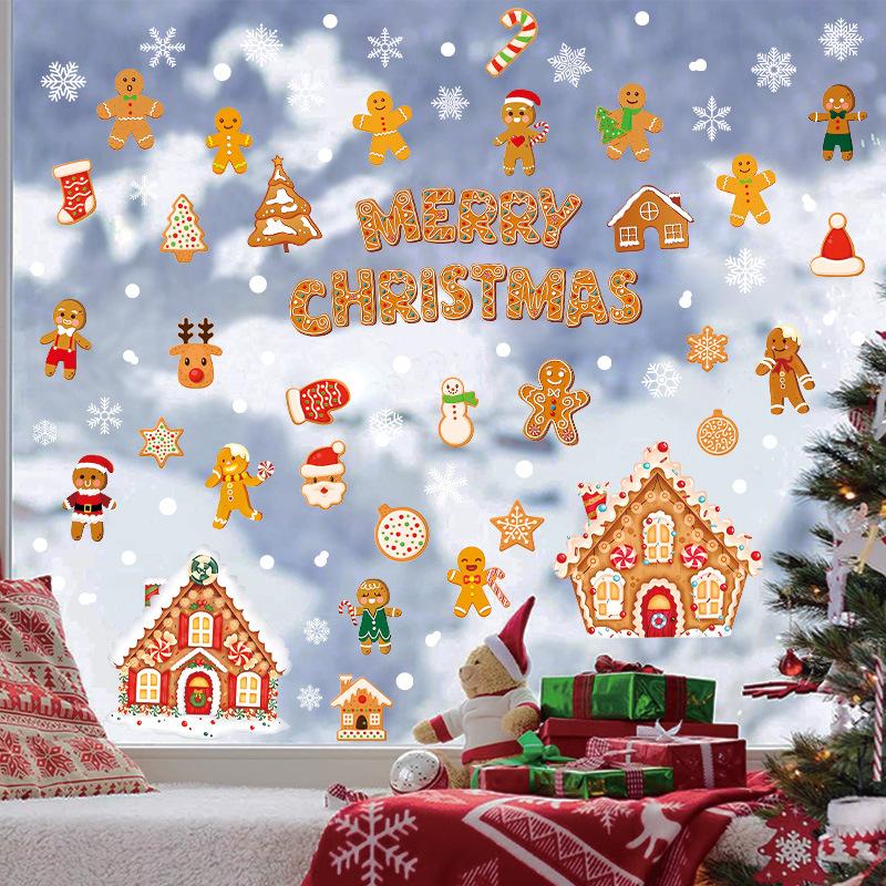 Christmas glass window decoration sticker static sticker cartoon snowflake refrigerator sticker window sticker
