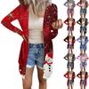 Women's Casual Long Sleeve Christmas Printed Cardigan With Pockets