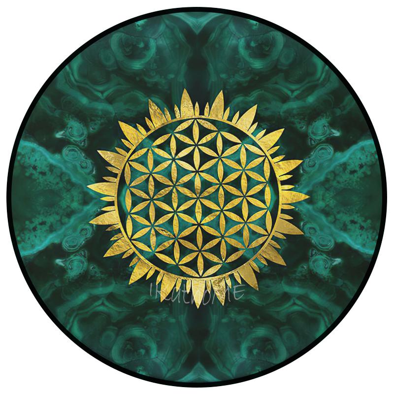 Sacred Sunflower Flower of Life Round Carpet Indian Mandala Carpet Meditation Mat Yoga Room Spirit Chakra Art Home Decor