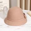 Сохраняющая тепло женская шляпа-панама однотонная шерстяная шляпа-ведро элегантная шляпа-топпер с бантом леди