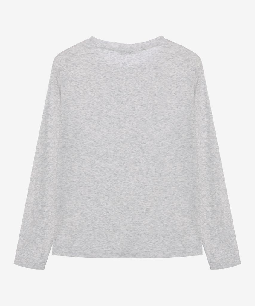 BASIC HOUSE Women'S Regular Fit Crew Neck Long Sleeve Tee Light Grey Lzts3215