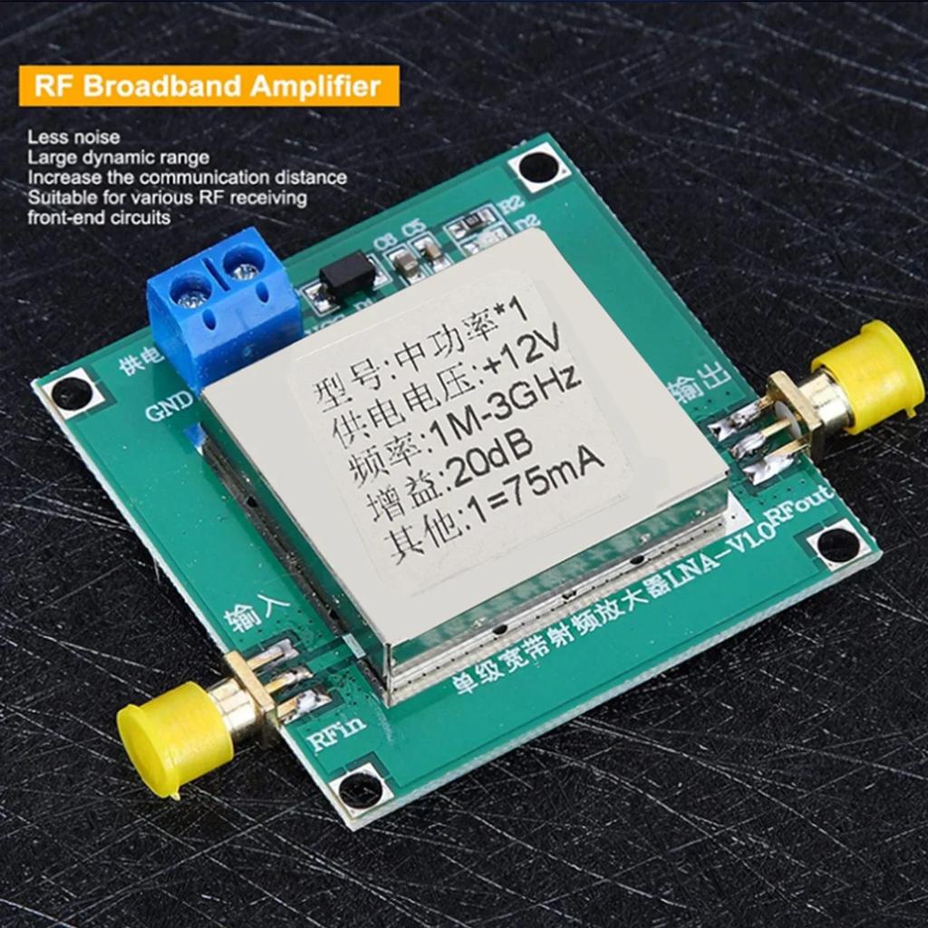 1-3000MHz High Gain 2.4GHz LNA RF Amplifier Module: New 20dB Gain, DC 12V 75mA, UHF/HF/VHF Applications with Shielded Enclosure