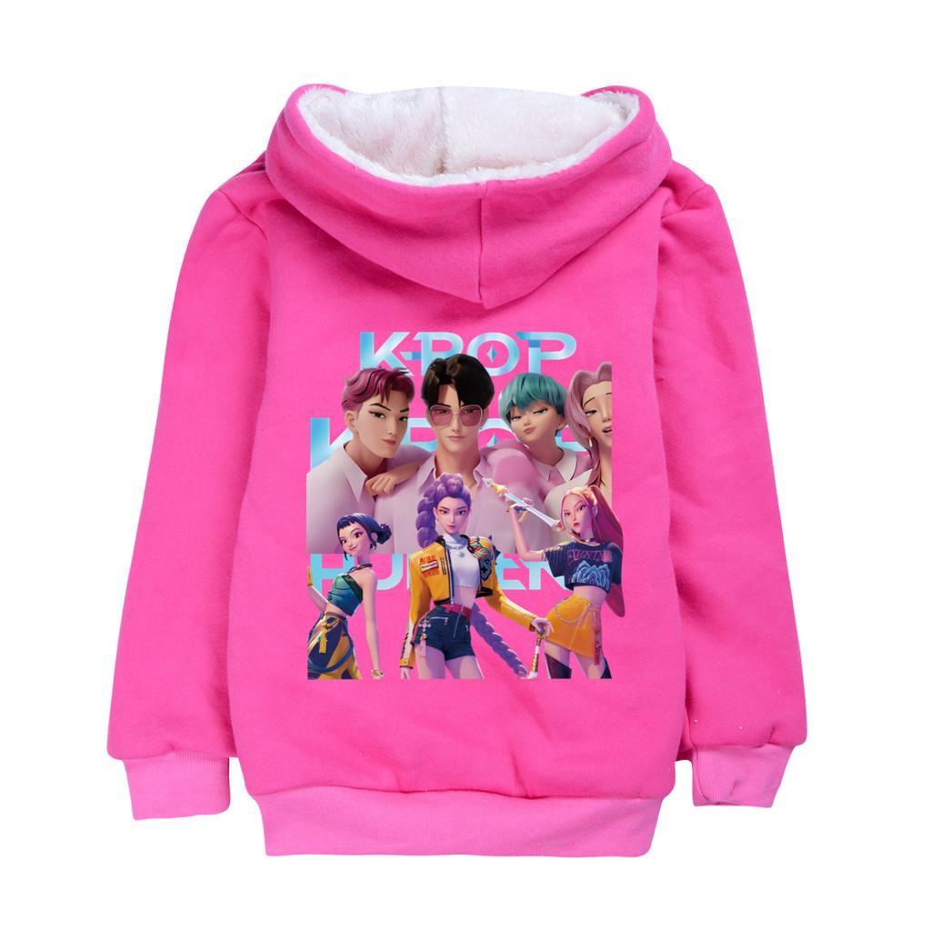 5056 Детская куртка для девочек K-pop Zoey Mira Rumi Sajaboys с принтом, с длинными рукавами, из бархата, теплая, толстая, зимняя