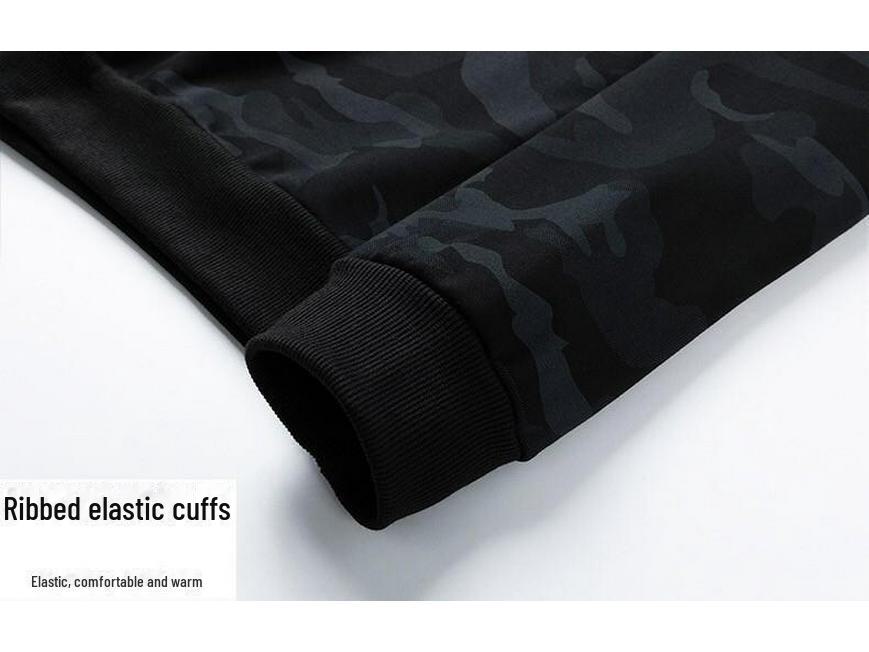 Мужская толстовка-кардиган с капюшоном и камуфляжным принтом — свободный крой, размер плюс, куртка на весну/осень