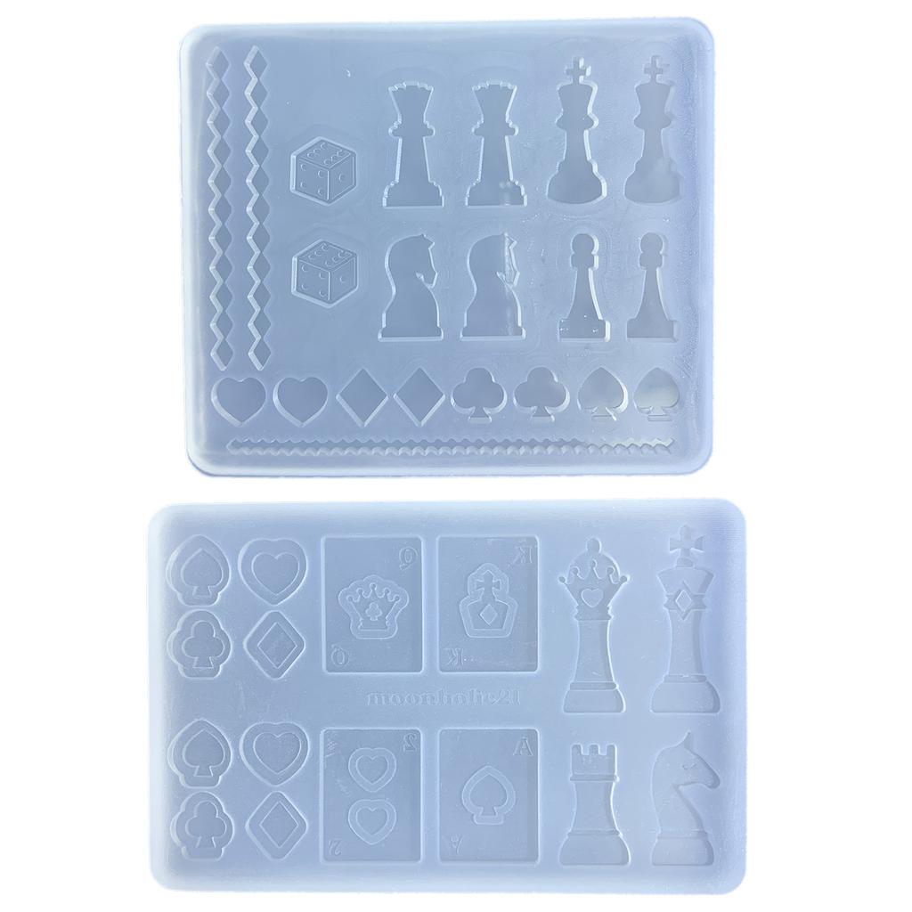 Chess and Cards Making Mould Kit Easy To Clean Silicone Casting Mold Handmade Accessories Mould for Craft Enthusiasts