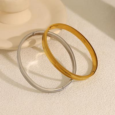 Нержавеющая сталь гладкий парный браслет с пряжкой, простой и продвинутый смысл круглое гладкое кольцо титановый стальной браслет не выцветает