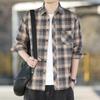 Spring and Autumn New Plaid Shirt Men's Lapel Shirt Korean Version of Loose Versatile Casual Long-sleeved Shirt Versatile