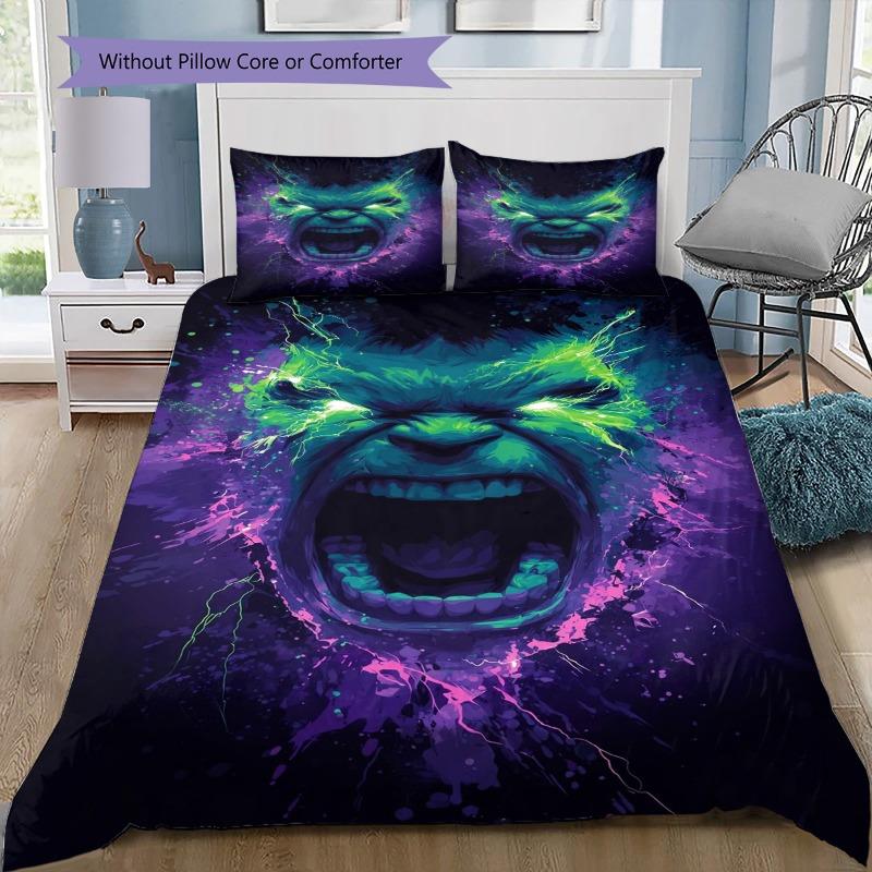 Scarred Lion 3PCS Bedding Set, Duvet Cover with Pillowcases, No Comforter, Black and White Lion Face Bed Linen