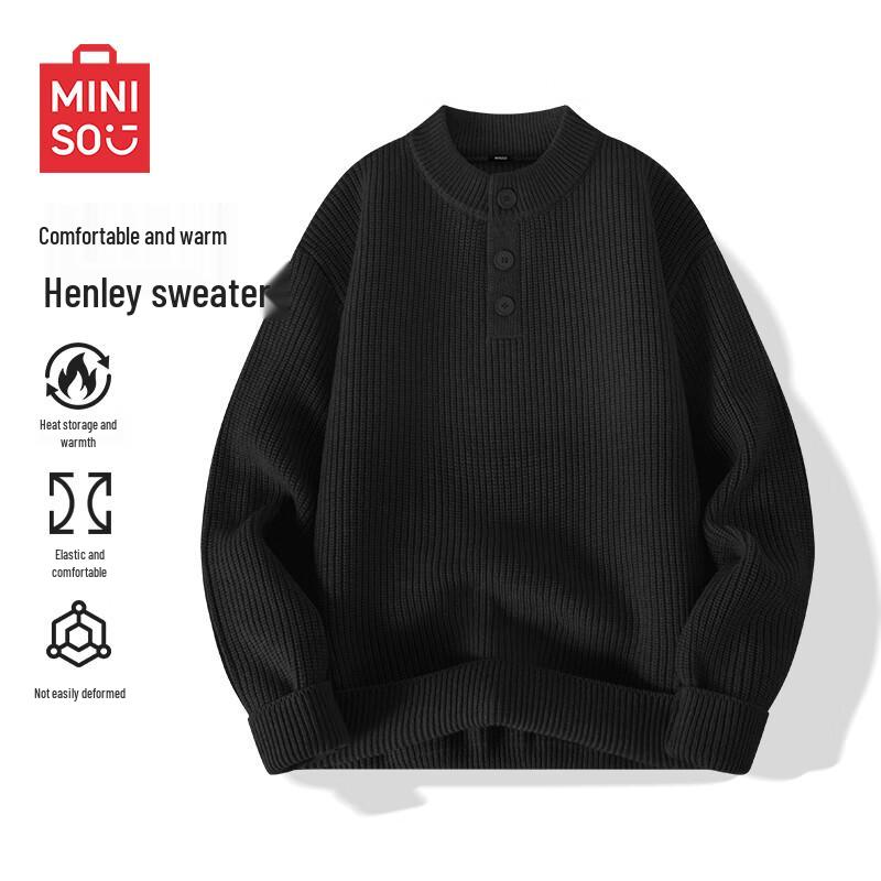 MINISO Мужской вязаный свитер хенли в стиле ретро